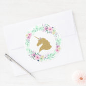 Fantasie Eenhoorn Bloemengoud Ronde Sticker (Envelop)