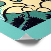 Fantasie Eenhoorn - Houtsnede 3 Poster (Hoek)