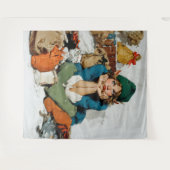 Fantasie-elf tussen cadeautasjes wandkleed (Voorkant (horizontaal))