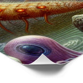 Fantasie EMF Parasieten Party Op Volle Maan Kunst Perfect Poster (Hoek)