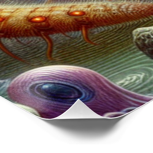 Fantasie EMF Parasieten Party Op Volle Maan Kunst Perfect Poster (Hoek)