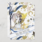 *~* Fantasie Fee Baby Shower Uitnodiging Maan (Voorkant / Achterkant)