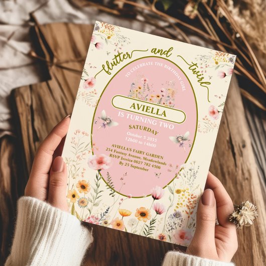 Fantasie fee wilde bloem meisjes roze Uitnodiging