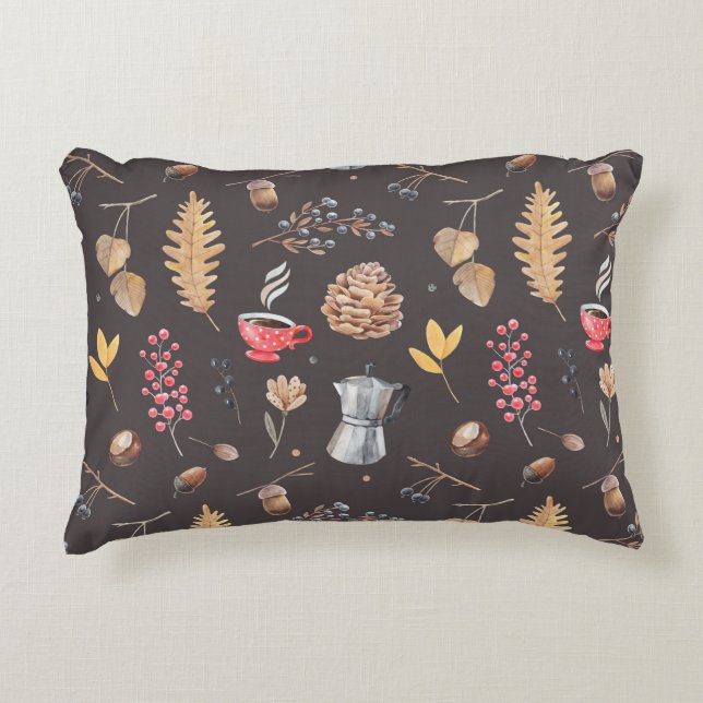 Fantasie-geïnspireerde botanische elementen accent kussen (Voorkant)