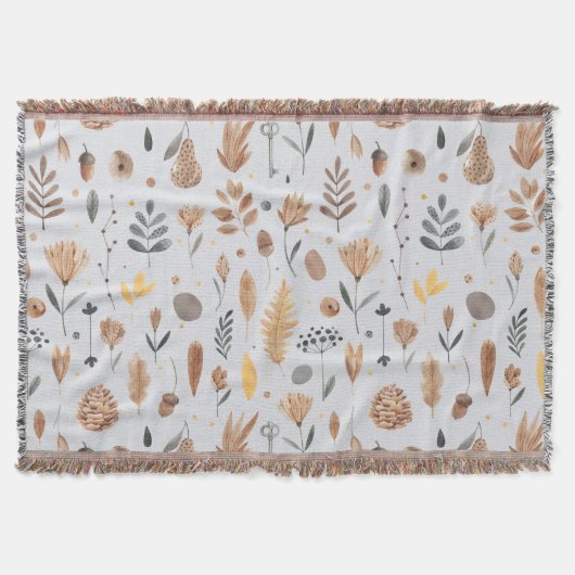 Fantasie-geïnspireerde botanische elementen deken (Voorkant)