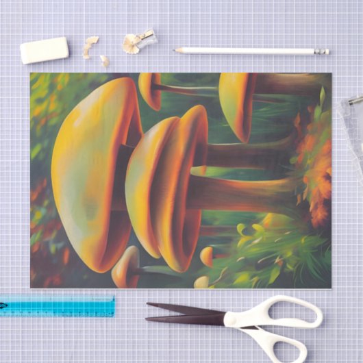 Fantasie Gele Paddenstoelen decoupage Tissuepapier (Craft)