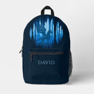 Fantasie gevleugelde draak marine blauw gepersonal bedrukte rugzak