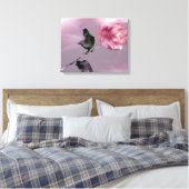 Fantasie Glazig Roze Rose Bloemen Ingepakt Canvas (Insitu (Slaapkamer))