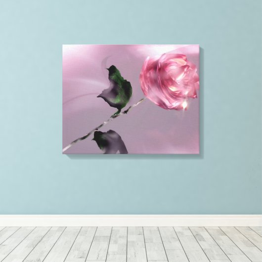 Fantasie Glazig Roze Rose Bloemen Ingepakt Canvas (Insitu (Houten vloer))