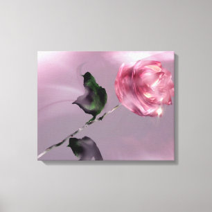 Fantasie Glazig Roze Rose Bloemen Ingepakt Canvas Afdruk