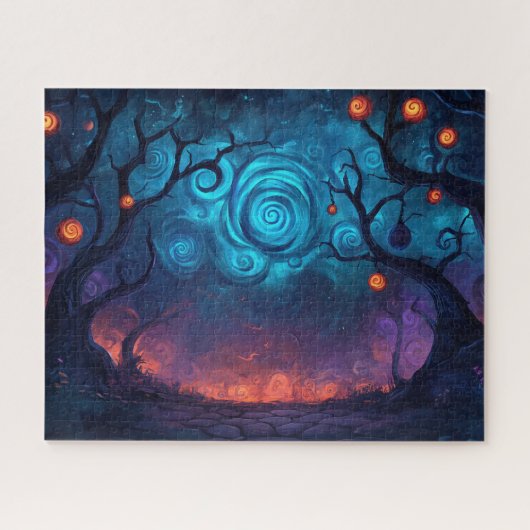 Fantasie gloeiende middag over betoverde pad legpuzzel (Horizontaal)