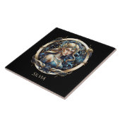 Fantasie Goud Blauw Hemelse Dierenriem Zonneteken  Tegeltje (Zijkant)