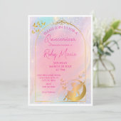 Fantasie Gouden Fee Pixie Uitnodiging (Staand voorkant)