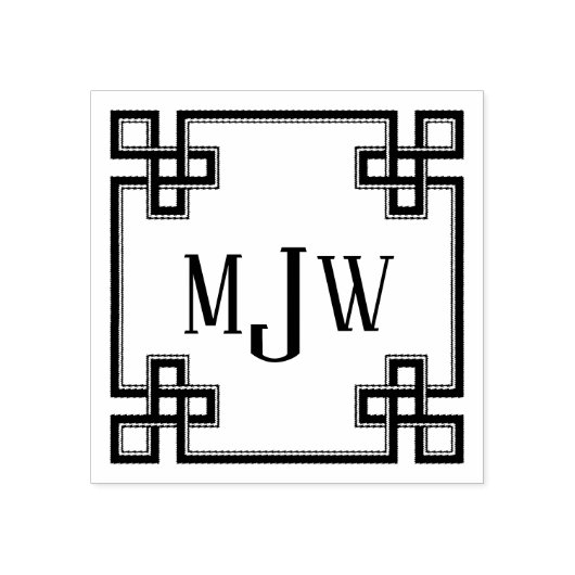 Fantasie Griekse Sleutel Frame Monogram Rubberen S Rubberstempel (Afrduk)