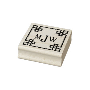 Fantasie Griekse Sleutelrand Monogram Rubberen Ste Rubberstempel