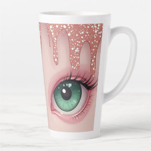 Fantasie Groene Ogen Met Rose Goud Druppelend Latte Mok