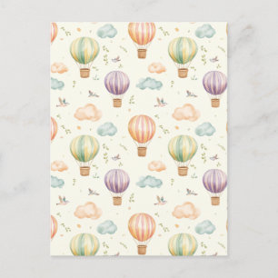 Fantasie Hete Luchtballon Patroon Waterverf Design Briefkaart