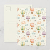 Fantasie Hete Luchtballon Patroon Waterverf Design Briefkaart (Voorkant / Achterkant)