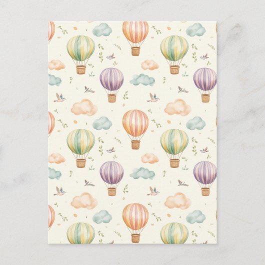 Fantasie Hete Luchtballon Patroon Waterverf Design Briefkaart (Voorkant)