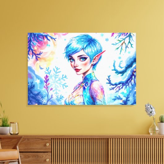Fantasie ijsplaat winter magische sneeuwvlok kunst canvas afdruk (Insitu (Woonkamer))