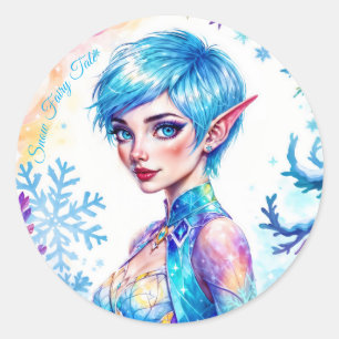 Fantasie ijsplaat winter magische sneeuwvlok kunst ronde sticker