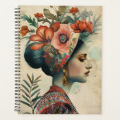 Fantasie Illustratie Dame en bloemen Planner (Voorkant)