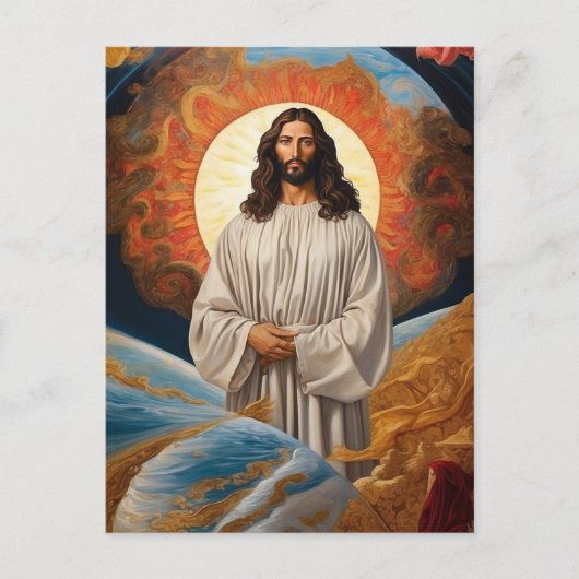 *~* Fantasie Jezus Christus AP50 Universum Aarde Briefkaart (Voorkant)