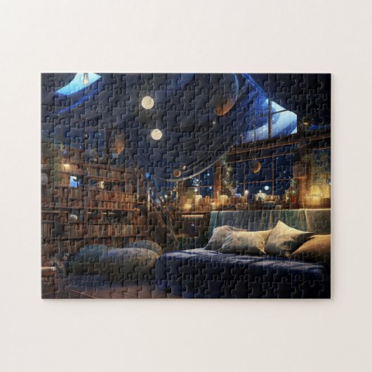 Fantasie kamer in de nacht legpuzzel (Horizontaal)