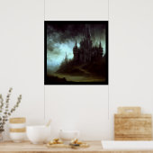 Fantasie Kasteel Beangstigend Landschap 1 Poster (Keuken)