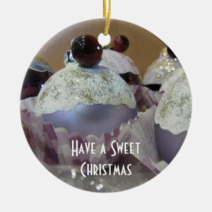 Fantasie kerstcupcake keramisch ornament