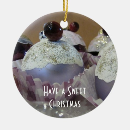 Fantasie kerstcupcake keramisch ornament (Voorkant)