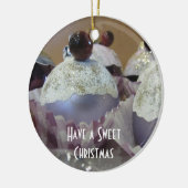 Fantasie kerstcupcake keramisch ornament (Links)
