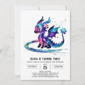 Fantasie Kleurrijke Dragon Digitale Meisje Verjaar Kaart (Voorkant)