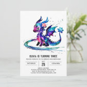 Fantasie Kleurrijke Dragon Digitale Meisje Verjaar Kaart (Staand voorkant)