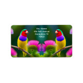 Fantasie Kleurrijke Gouldian Finch Etiket (Voorkant)