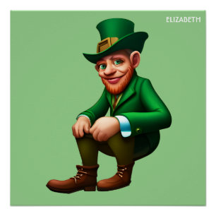 Fantasie Kleurrijke Leprechaun Art Deco Stijl Perfect Poster