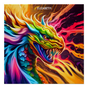 Fantasie Kleurrijke Mythe Vivid Dragon. Perfect Poster
