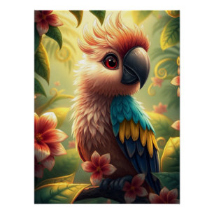 Fantasie kleurrijke papegaai perfect poster