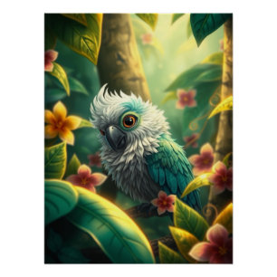 Fantasie kleurrijke papegaai perfect poster