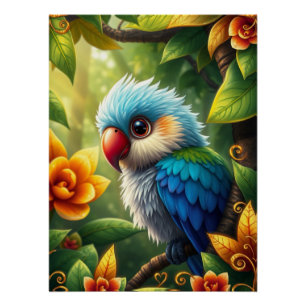 Fantasie kleurrijke papegaai perfect poster