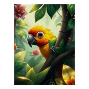 Fantasie kleurrijke papegaai perfect poster