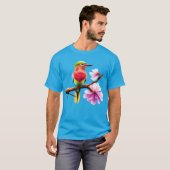 Fantasie Kleurrijke Roller Bird Cherry Blossom T-shirt (Voorkant volledig)