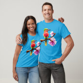 Fantasie Kleurrijke Roller Bird Cherry Blossom T-shirt (Unisex)