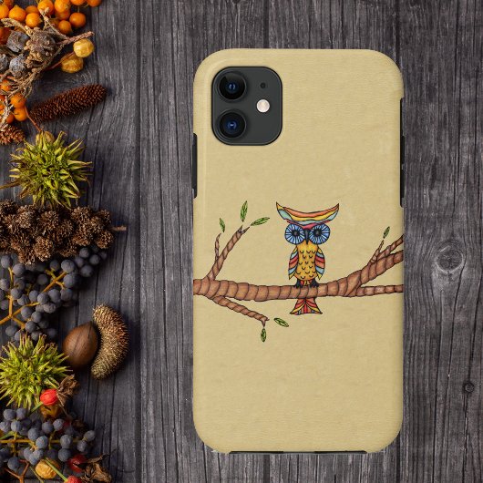 Fantasie Kleurrijke Uil Tak Case-Mate iPhone Case