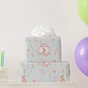 Fantasie Konijn Theepot Bloemen Cadeaupapier
