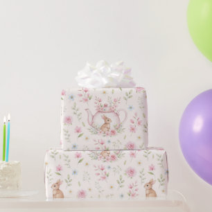 Fantasie Konijn Theepot Bloemstuk  Cadeaupapier