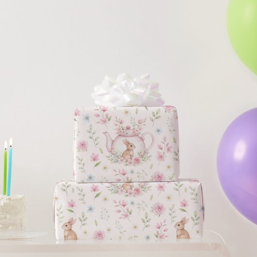 Fantasie Konijn Theepot Bloemstuk Cadeaupapier (Feestgeschenken)