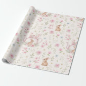 Fantasie Konijn Theepot Bloemstuk Cadeaupapier (Uitgerold)