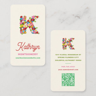 Fantasie Lentebloemen Monogram Alfabet Naam K Visitekaartje