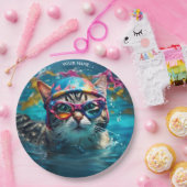 Fantasie Leuk Kat Zwembad Papieren Bordje (Feest)